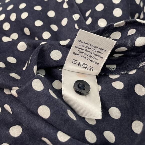 Coldwater Creek Button Up Shirt Womens Size Large No Iron Navy Polka Dot Preppy - Picture 8 of 12